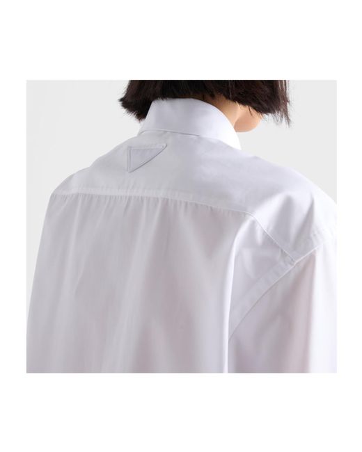 Prada White Embroidered Poplin Shirt
