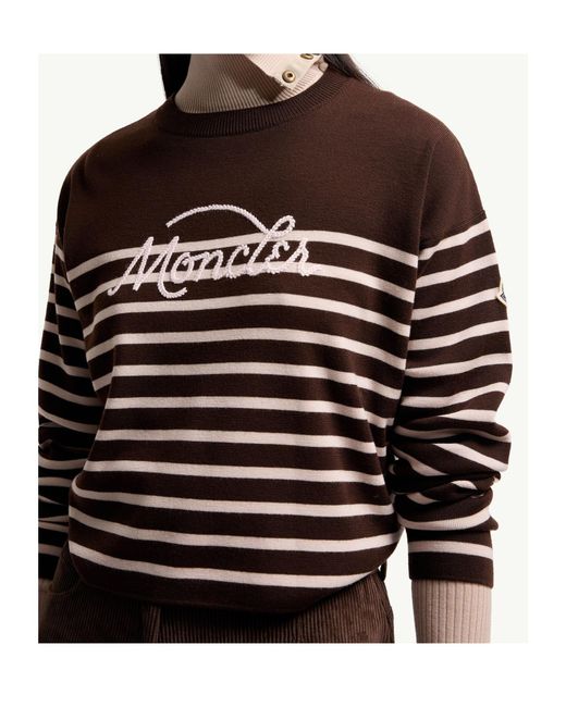 Moncler Brown Striped Crewneck Jumper