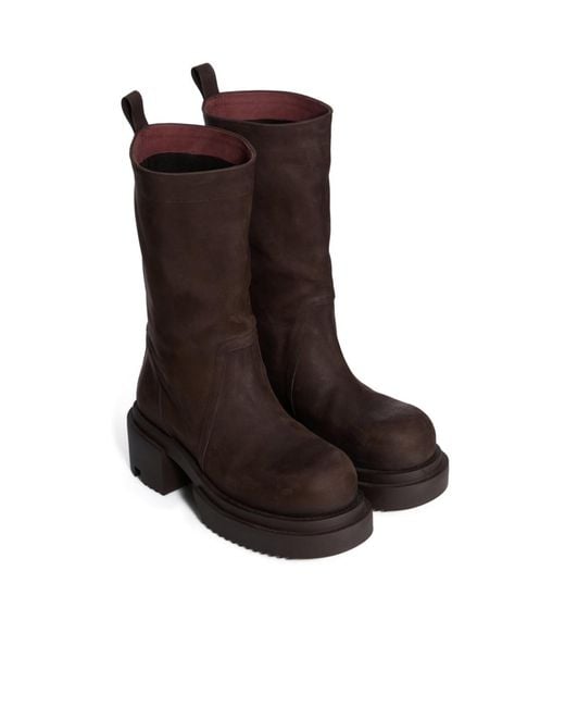 Rick Owens Brown 60Mm Bogun Platform Combat Boots