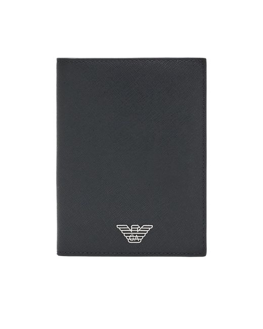 Emporio Armani Black Logo Plaque Bi-Fold Cardholder for men