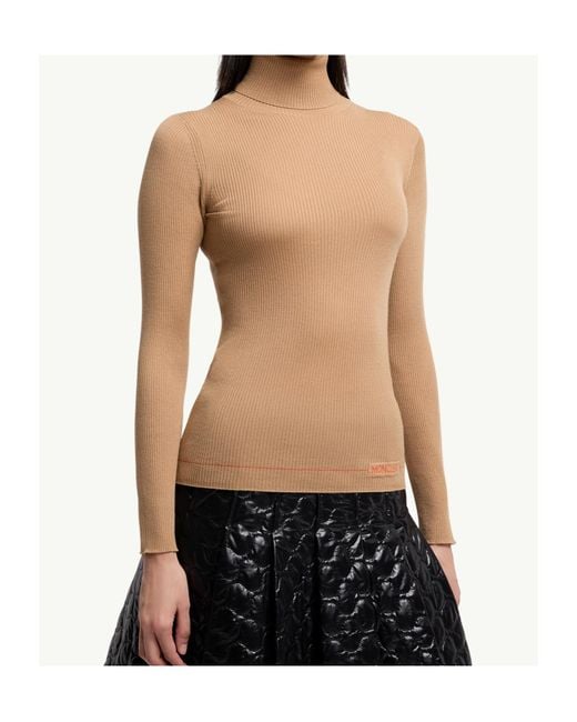 Moncler Brown Logo Wool Turtleneck Sweater