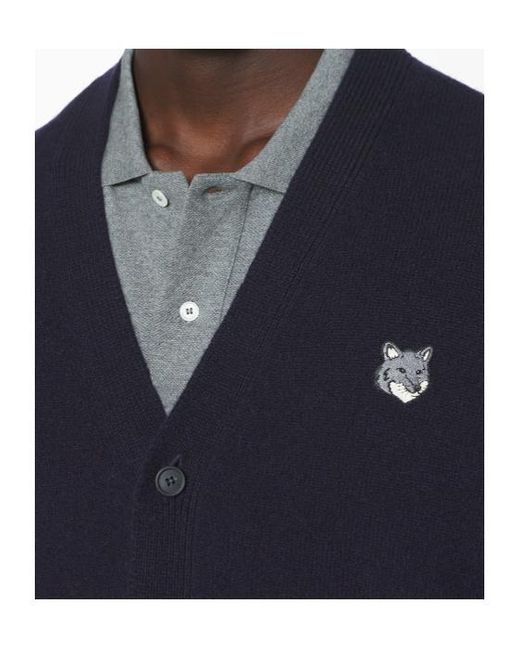 Maison Kitsuné Blue Maison Kitsuné Fox Head Comfort Cardigan for men