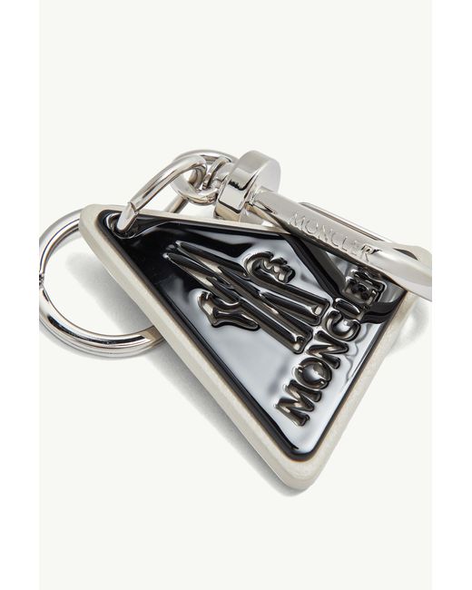 Moncler White Logo Leather Key Ring for men