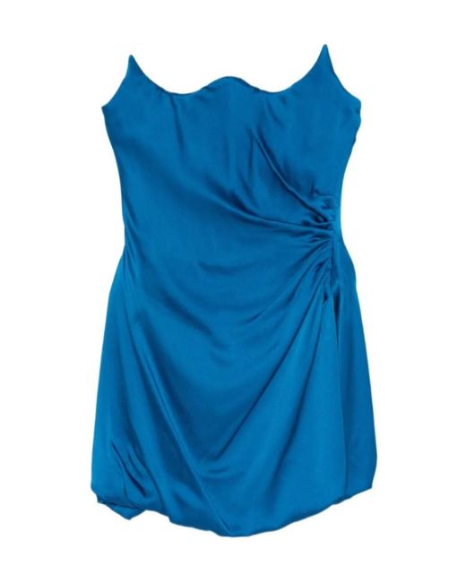 GIUSEPPE DI MORABITO Blue Draped Sleeveless Dress