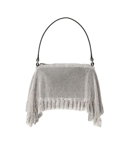 Alexander Wang Gray Divina Pochette Crystal Mesh Bag