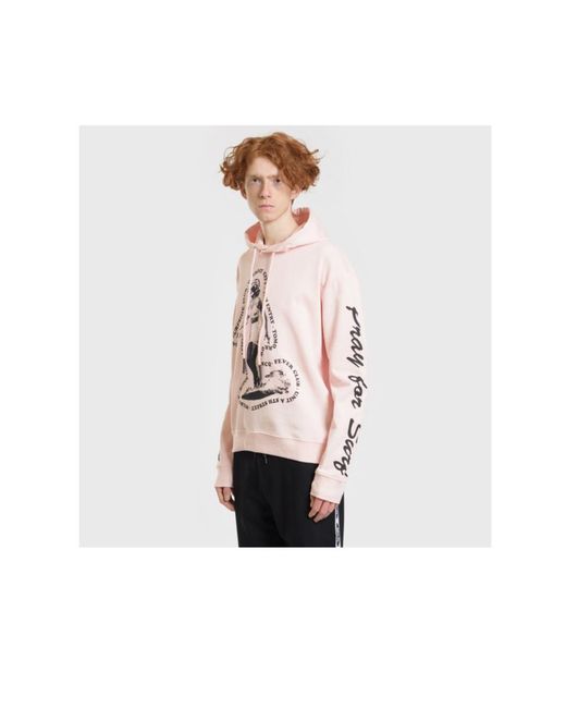 McQueen Pink Logo Hooded Print Hoodie for men