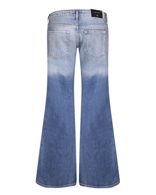 7 For All Mankind Blue Low-Rise Flared Jeans