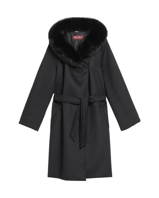 Max Mara Black Hooded Coat