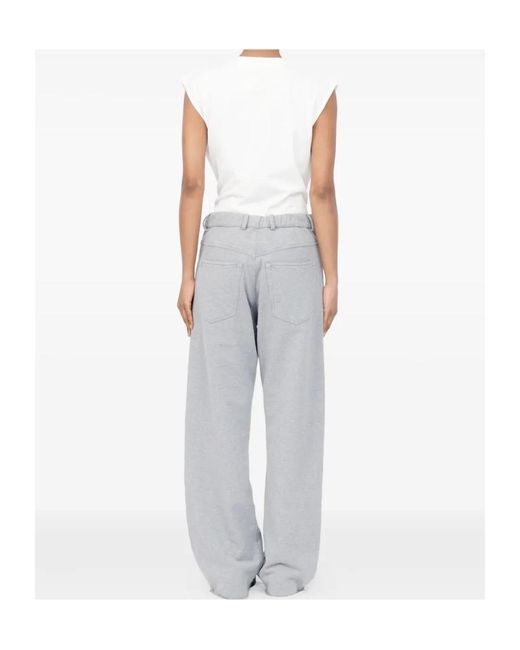 MM6 by Maison Margiela Gray Button Detailed Raw-Hem Pants