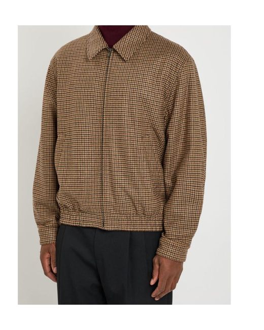 Saint Laurent Brown Houndstooth-Jacquard Woven Jacket for men