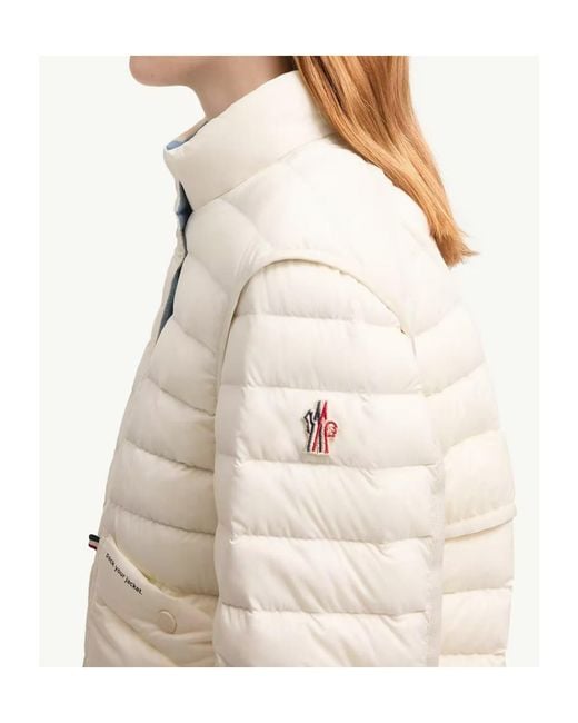 Moncler White Grenoble Madulains Logo Patch Quilted Jacket