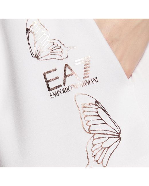 EA7 White Logo Printed Shorts