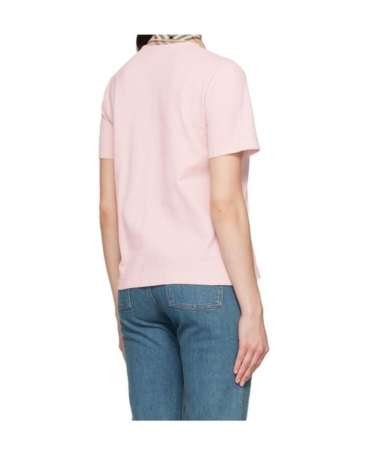 Burberry Blue Ekd Embroidered Checked Collar Polo Shirt