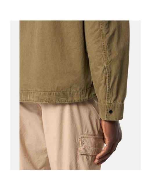 Stone Island Green Logo Patch Zip-Up Shirt Jacket for men
