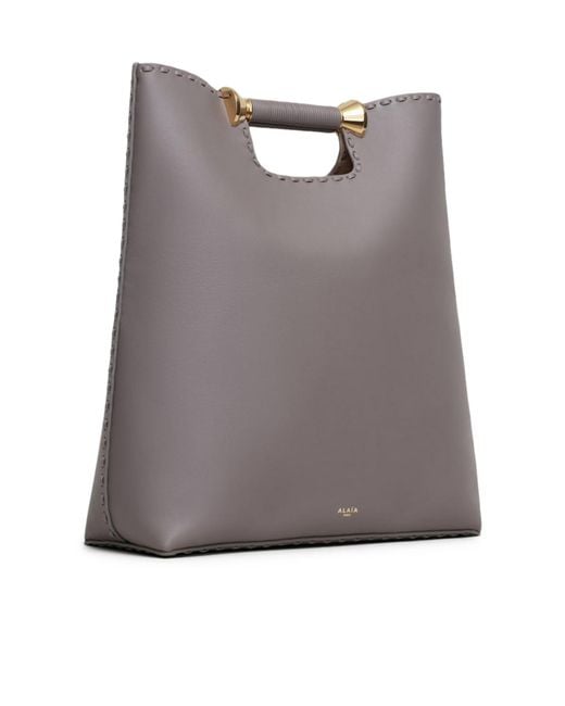Alaïa Gray Alaïa Bobine Logo Stamp Tote Bag