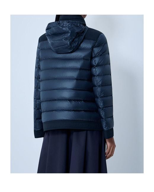 Moncler Blue Origan Logo Patch Down Jacket