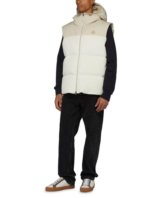 Moncler White Bentu Logo Down Vest for men