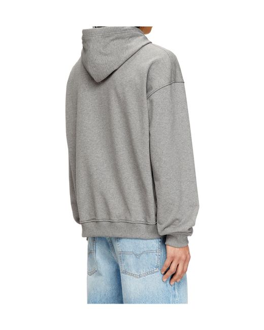 DIESEL Gray Boxt-Hood-V4 Patterned Drawstring Hoodie for men