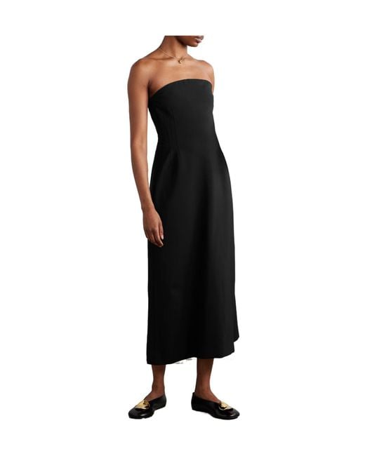 Kallmeyer Black Strapless Crepe Midi Dress