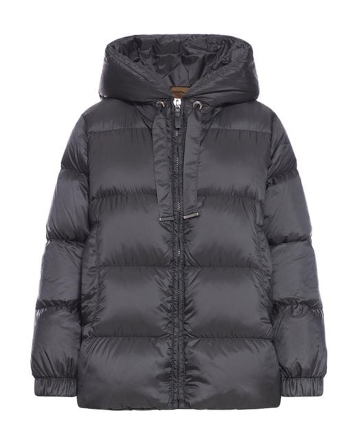 Max Mara Gray Waterproof Canvas Down Jacket