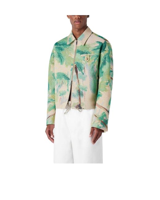 Emporio Armani Green Printed Casual Jacket for men