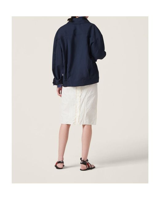 Miu Miu Blue Logo-Detailed Zipped Jacket