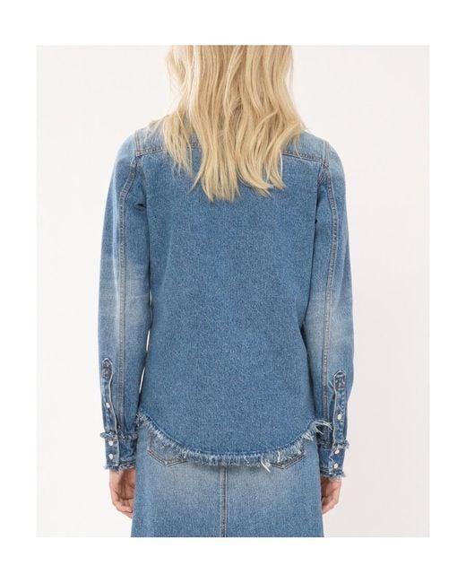 Chloé Blue Chloé Frayed Edge Denim Shirt