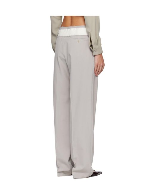 MM6 by Maison Margiela White Asymmetric-Waistband Trousers