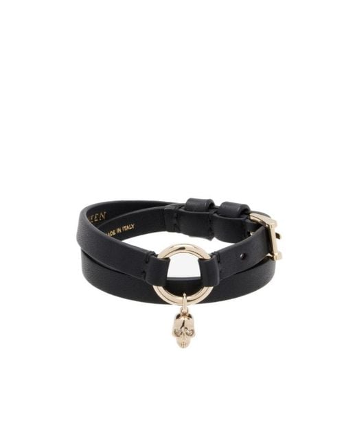 McQueen Black Skull Ring Double Wrap Bracelet