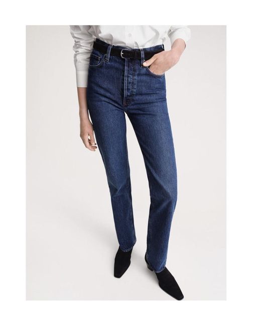 Totême  Blue Totême Logo Patch High-Waisted Jeans