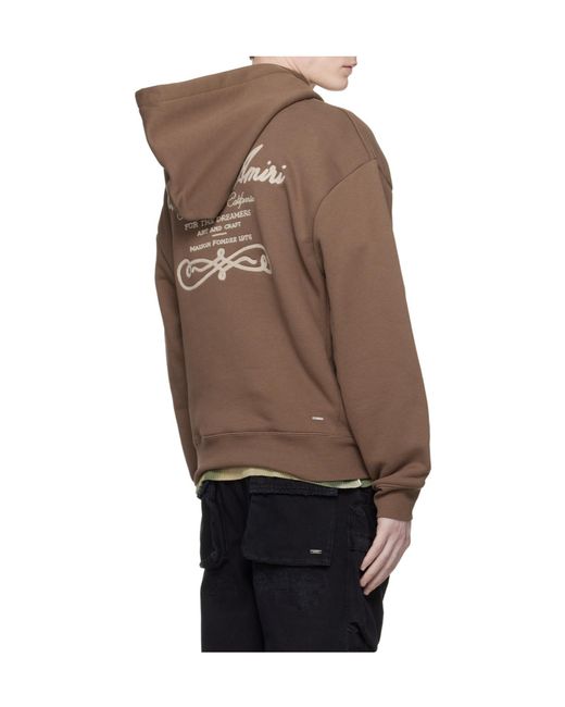 Amiri Brown Embroidered Logo Hoodie for men