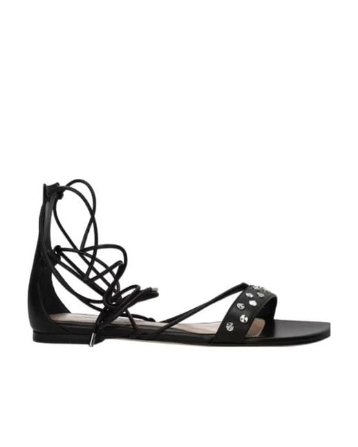 McQueen Black Strap Detail Flat Sandals