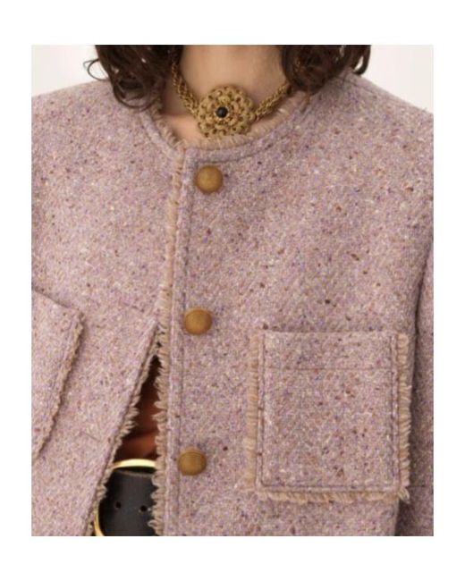 Chloé Purple Button Patch Pocket Coat
