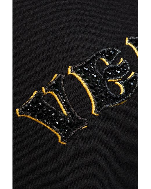 Versace Black Logo-Embroidered Crewneck T-Shirt for men