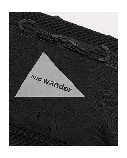 And Wander Black 3D Mesh Waist Bag for men