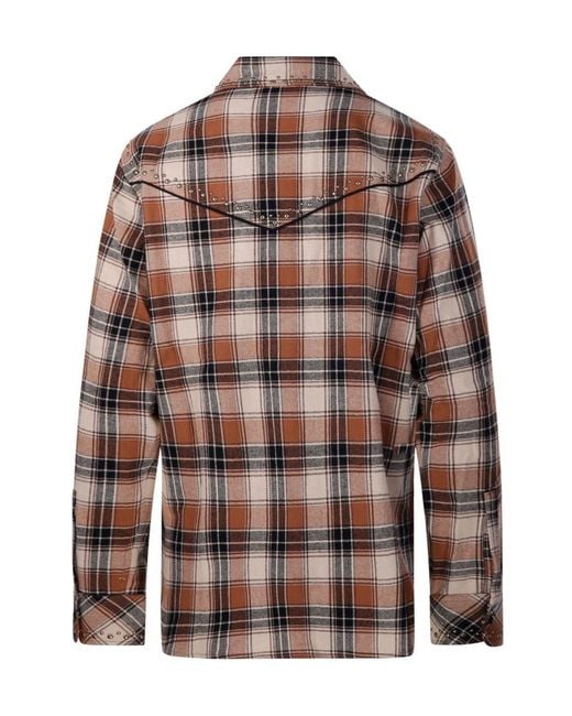 P.A.R.O.S.H. Brown P.A.R.O..H. Cowboyd Studded Check Shirt
