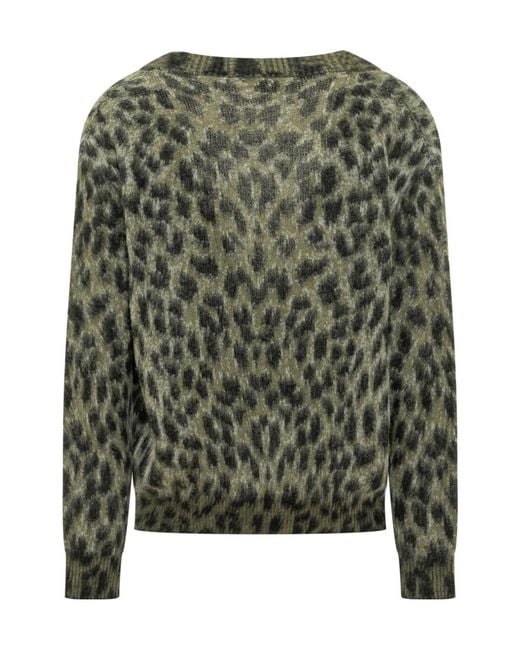 Laneus Green V-Neck Knit Top for men
