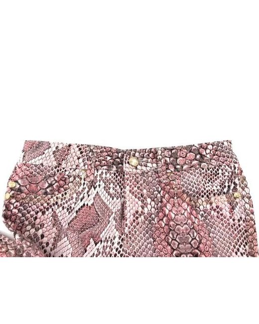 Just Cavalli Red Snake Pattern Denim Pants