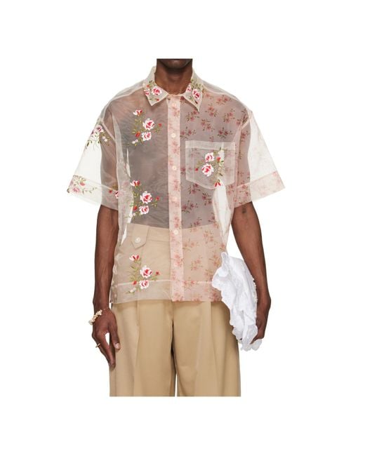 Simone Rocha Natural Sheer Patchwork Loose Shirt for men
