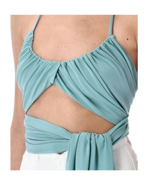 Alaïa Blue Alaïa Cross Pleat Top