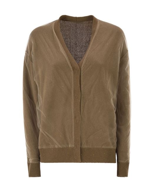 Fabiana Filippi Brown Long-Sleeved V-Neck Cardigan