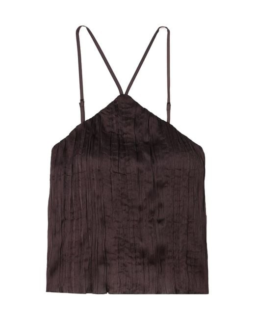Staud Brown Akari Pleated Top