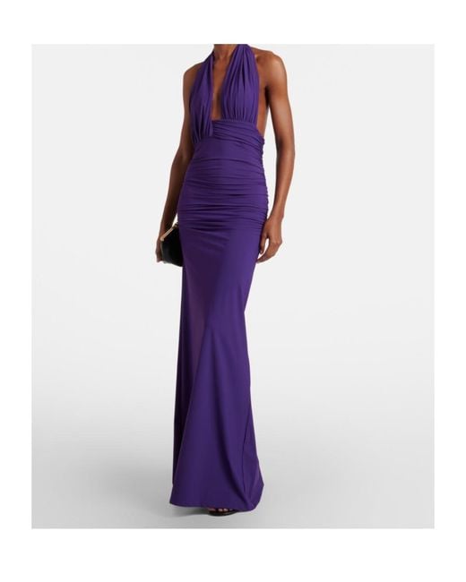 Christopher Esber Purple Halterneck Open-Back Maxi Dress