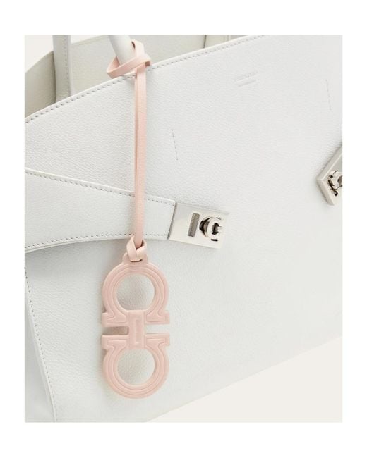 Ferragamo White Double Gancini Charm