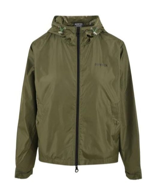Duvetica Green Hooded Long-Sleeved Casual Jacket