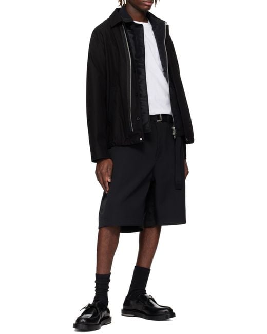Sacai Black Long Sleeved Buttoned Layered Jacket for men