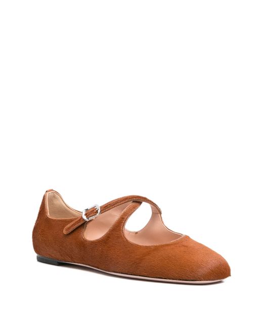 Bally Brown Buckle-Fastening Ballet Flats