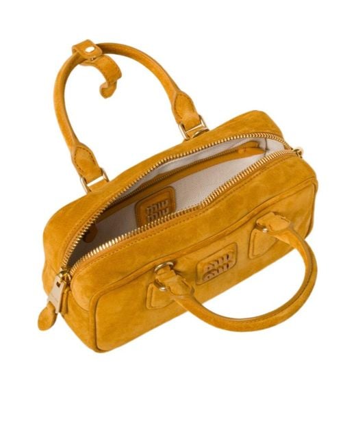 Miu Miu Orange Arcadie Zipped Tote Bag
