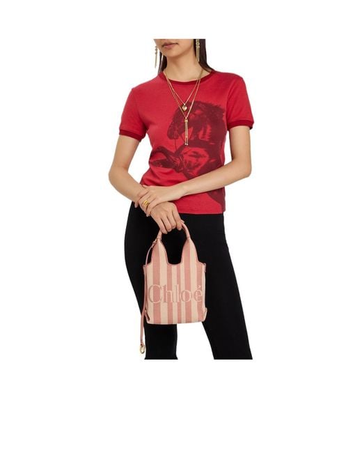 Chloé Pink Striped Crossbody Bag