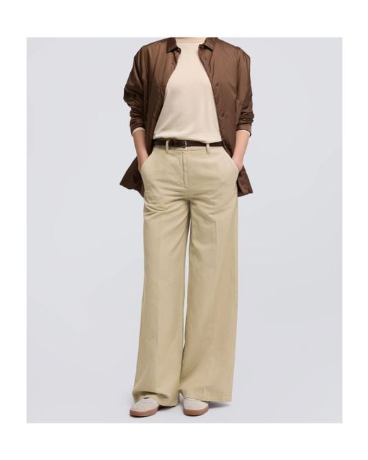 Aspesi Natural High-Waisted Wide-Leg Casual Pants